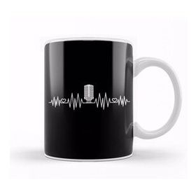 Baskı Dükkanı Podcast Heartbeat Podcaster Host Heart Beat Porselen Beyaz Kupa Bardak
