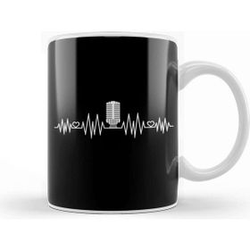 Baskı Dükkanı Podcast Heartbeat Podcaster Host Heart Beat Porselen Beyaz Kupa Bardak