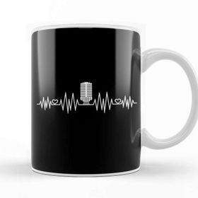 Baskı Dükkanı Podcast Heartbeat Podcaster Host Heart Beat Porselen Beyaz Kupa Bardak