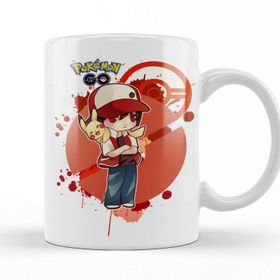 Baskı Dükkanı Pokemon Ash Asha Porselen Beyaz Kupa Bardak
