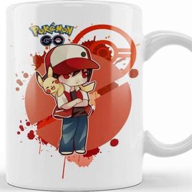 Baskı Dükkanı Pokemon Ash Asha Porselen Beyaz Kupa Bardak