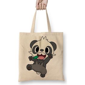 Baskı Dükkanı Pokemon Go Pikachu Pancham Bez Uzun Saplı Krem Rengi Çanta