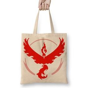 Baskı Dükkanı Pokemon Go Valor Kırmızı Takım Bez Çanta