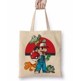 Baskı Dükkanı Pokemon Super Mario Bez Çanta