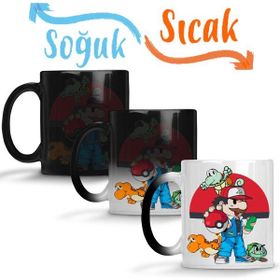 Baskı Dükkanı Pokemon Super Mario Sihirli Porselen Kupa