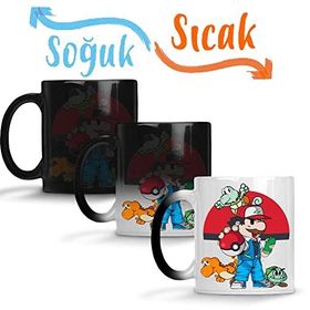 Baskı Dükkanı Pokemon Super Mario Sihirli Porselen Kupa