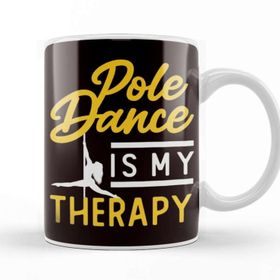 Baskı Dükkanı Pole Dancing Therapy Fitness Sports Workout Pole Dancer Porselen Beyaz Kupa Bardak