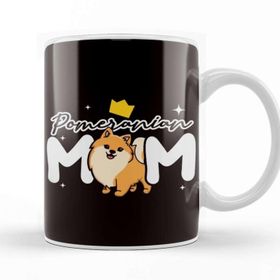 Baskı Dükkanı Pomeranian Mom Pommy Pom Dog Breed German Spitz Puppy Pet Porselen 330 ml Beyaz Kupa Bardak
