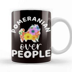 Baskı Dükkanı Pomeranian Over People Pommy Pom Dog Breed Puppy Pet Animal Porselen 330 ml Beyaz Kupa Bardak