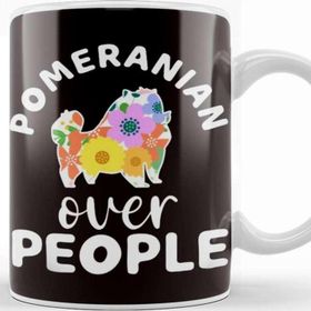 Baskı Dükkanı Pomeranian Over People Pommy Pom Dog Breed Puppy Pet Animal Porselen 330 ml Beyaz Kupa Bardak
