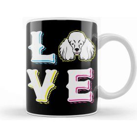 Baskı Dükkanı Poodle Love Dog Porselen 330 ml Beyaz Kupa Bardak