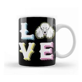 Baskı Dükkanı Poodle Love Dog Porselen 330 ml Beyaz Kupa Bardak