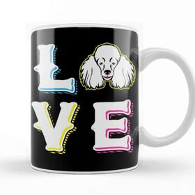Baskı Dükkanı Poodle Love Dog Porselen 330 ml Beyaz Kupa Bardak