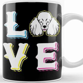 Baskı Dükkanı Poodle Love Dog Porselen 330 ml Beyaz Kupa Bardak