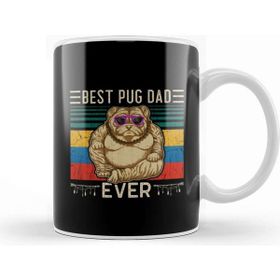 Baskı Dükkanı Porselen Beyaz Best Pug Dad Ever Köpek 01 Kupa Bardak