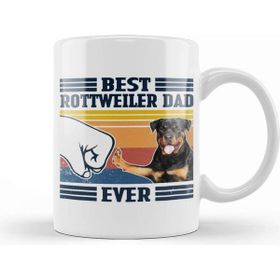 Baskı Dükkanı Porselen Beyaz Best Rottweiler Dad Ever Vintage Father Day Köpek Kupa Bardak
