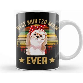 Baskı Dükkanı Porselen Beyaz Best Shih Tzu Mom Ever 01 Kupa Bardak