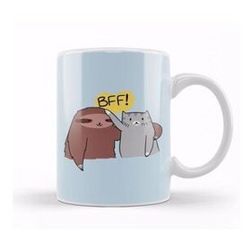 Baskı Dükkanı Porselen Beyaz Bff Sloth And Cat Kedi Kupa Bardak