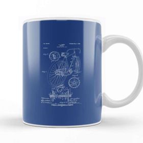 Baskı Dükkanı Porselen Beyaz Bicycle Patent Blueprint J J Hentz Kupa Bardak