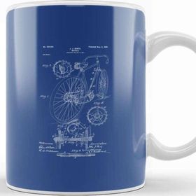 Baskı Dükkanı Porselen Beyaz Bicycle Patent Blueprint J J Hentz Kupa Bardak