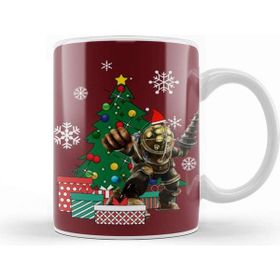 Baskı Dükkanı Porselen Beyaz Big Daddy Bioshock Around The Christmas Tree Kupa Bardak