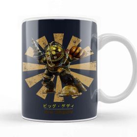 Baskı Dükkanı Porselen Beyaz Big Daddy Retro Japanese Bioshock Kupa Bardak