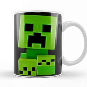Baskı Dükkanı Porselen Beyaz Big Head Creeper Creeper Minecraft Kupa Bardak