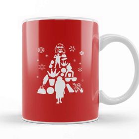 Baskı Dükkanı Porselen Beyaz Big Lebowski Christmas Tree Silhouette White Kupa Bardak