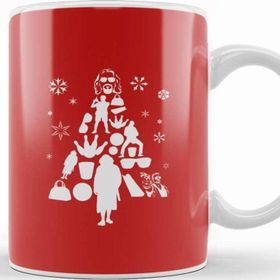 Baskı Dükkanı Porselen Beyaz Big Lebowski Christmas Tree Silhouette White Kupa Bardak
