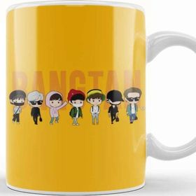 Baskı Dükkanı Porselen Beyaz Bts Chibi Bangtan Members Airplane Fashion Kupa Bardak
