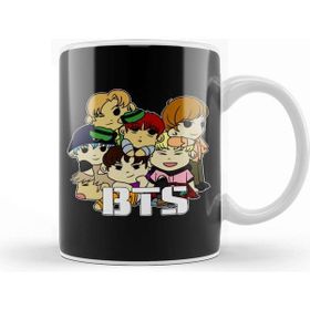 Baskı Dükkanı Porselen Beyaz Bts Chibi Dogpile Kupa Bardak