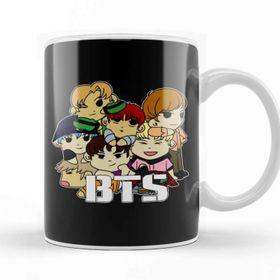 Baskı Dükkanı Porselen Beyaz Bts Chibi Dogpile Kupa Bardak