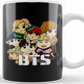 Baskı Dükkanı Porselen Beyaz Bts Chibi Dogpile Kupa Bardak