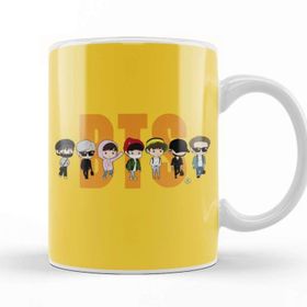 Baskı Dükkanı Porselen Beyaz Bts Chibi Members Airport Fashion Kupa Bardak
