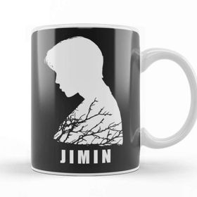 Baskı Dükkanı Porselen Beyaz Bts Chim Chim Side Silhouette White And Branches Bts Army Kpop Kupa Bardak