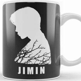 Baskı Dükkanı Porselen Beyaz Bts Chim Chim Side Silhouette White And Branches Bts Army Kpop Kupa Bardak