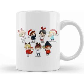 Baskı Dükkanı Porselen Beyaz Bts Christmas Gift Kpop Bts Chibi Christmas Kupa Bardak