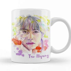 Baskı Dükkanı Porselen Beyaz Bts Colorfull Taehyug 01 Kupa Bardak