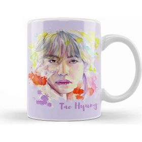 Baskı Dükkanı Porselen Beyaz Bts Colorfull Taehyug Kupa Bardak