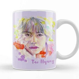 Baskı Dükkanı Porselen Beyaz Bts Colorfull Taehyug Kupa Bardak