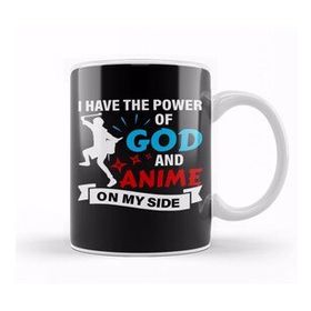Baskı Dükkanı Power Of God And Anime On My Side Anime Otaku Gift 01 Porselen 330 ml Beyaz Kupa Bardak