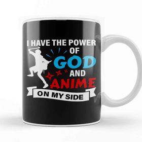 Baskı Dükkanı Power Of God And Anime On My Side Anime Otaku Gift 01 Porselen 330 ml Beyaz Kupa Bardak