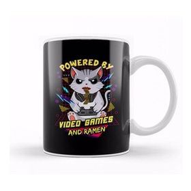 Baskı Dükkanı Powered By Video Games Ramen Anime Cat Kupa Bardak