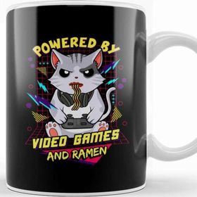 Baskı Dükkanı Powered By Video Games Ramen Anime Cat Kupa Bardak