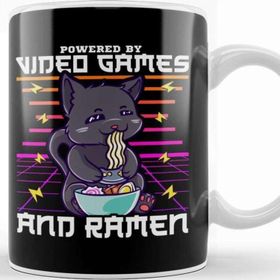 Baskı Dükkanı Powered By Video Games Ramen Anime Cat Kupa Bardak