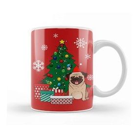 Baskı Dükkanı Pug Around The Christmas Tree Kupa
