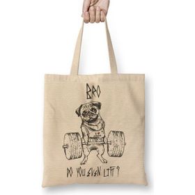 Baskı Dükkanı Pug Bodybuilder Köpek Bez Çanta