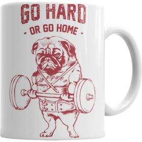 Baskı Dükkanı Pug Bodybuilder Sıkı Çalış Yada Git Pug Köpek Pug Sihirli Porselen Kupa