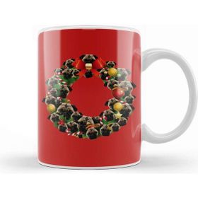 Baskı Dükkanı Pug Dog Multiface Christmas Wreath Kupa