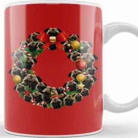 Baskı Dükkanı Pug Dog Multiface Christmas Wreath Kupa